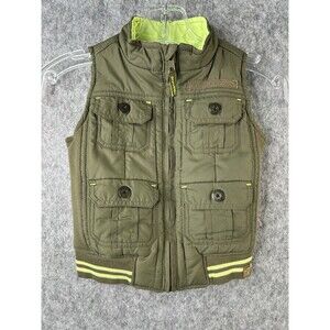 Genuine Kids Oshkosh Brown Green Puffer Jacket Vest Size 3T